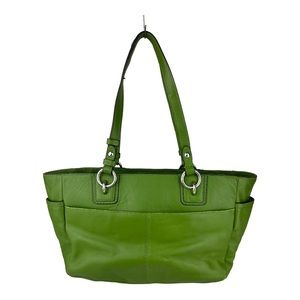 Coach Large Gallery Zip Tote Shoulder Purse Green Apple Leather F19252 Handbag